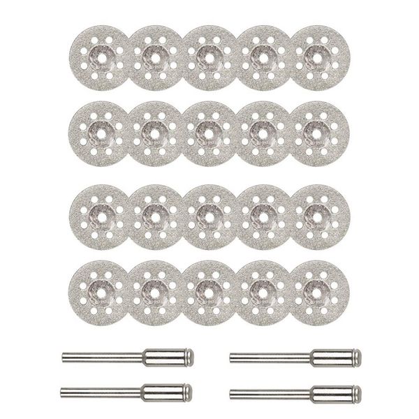 

20pcs 22mm diamond cutting wheel off discs with 4 pcs 3mm mandrel for dremel rotary tool precious stones, jade,marble, ceramic
