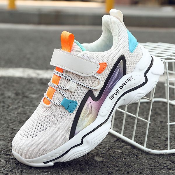 

children's shoes breathable kids sneakers flying woven mesh boys girls sneakers soft non-slip running shoes travel casual, Black