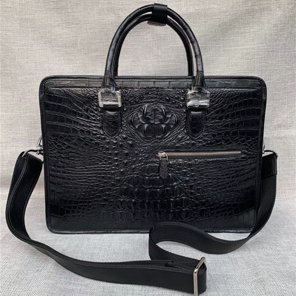 

exotic real crocodile skin businessmen large lapbriefcase shoulder bag authentic alligator leather male handle handbag