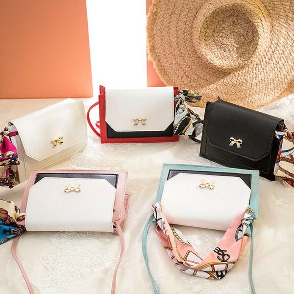 

2019 ladies crossbody messenger bag women pu leather shoulder bags scarves bow tote satchel handbag