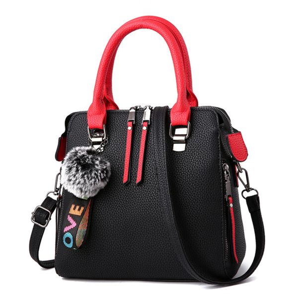 

embroidery messenger bags women leather handbags bags for women ladies hair ball hand bag 2020 sac a main