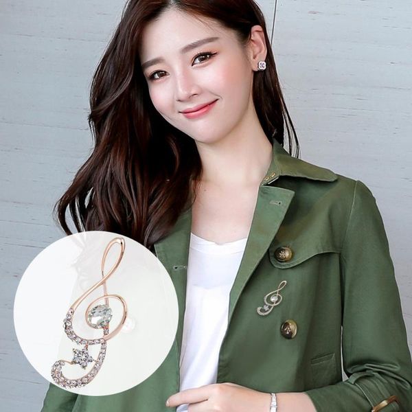 

rhinestone musical note badges brooch clothing pins women wedding jewelry valentine's gift for girlfriend, Gray