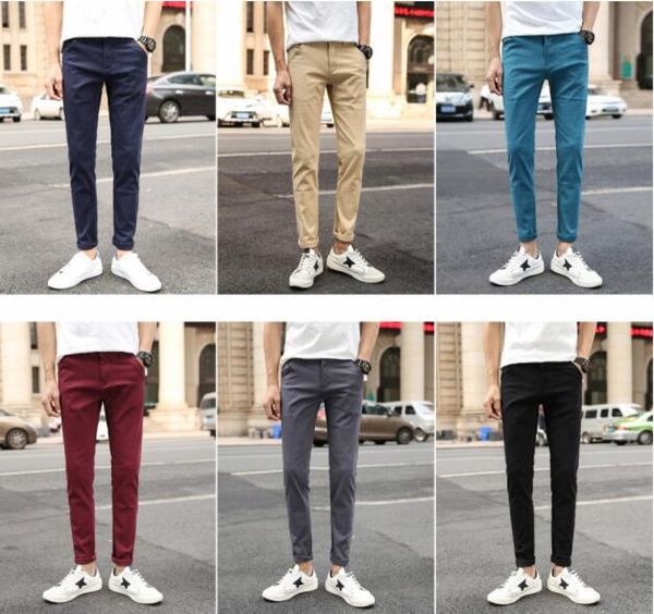 

cholyl brand men's summer thin 98% cotton pants men business slim elastic casual black khaki fit straight pant trousers male, Blue