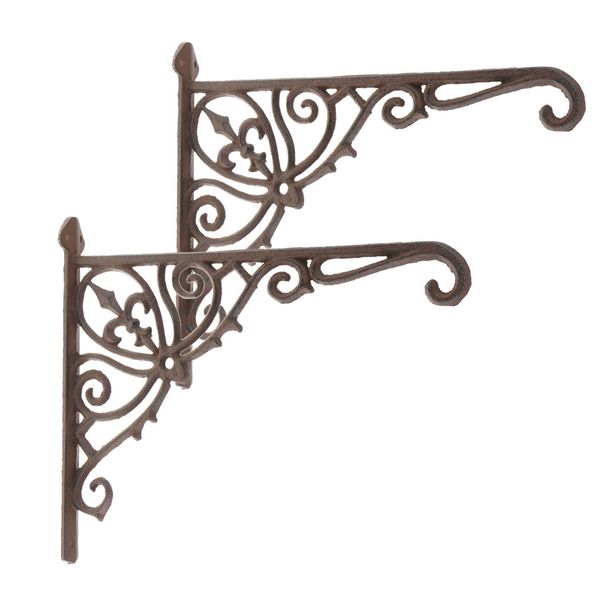 

2pcs antique cast iron heavy duty metal shelf brackets wall mounted support display holder home decor l