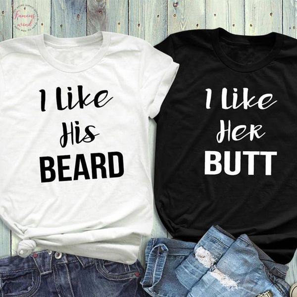 

couples shirts i like his beard i like her butt t shirts matching shirt anniversary gift aesthetic tees slogan goth top, White