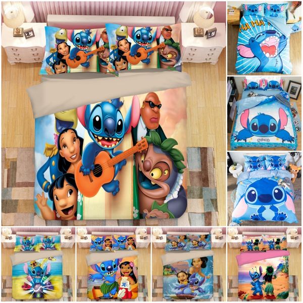 

lilo & stitch cartoon pattern bedding set duvet cover bed sheet pillow cases twin full size drop shipping gift