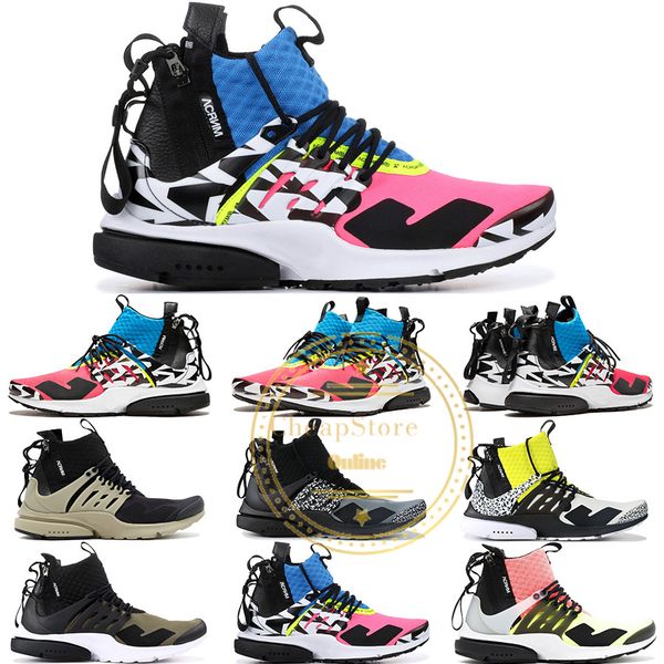 

2019 acronym x presto mid mens running shoes multi color cool grey racer pink med olive trainers women fashion designer sneakers 36-45, White;red