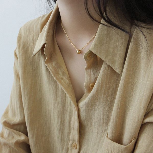 

pendant necklaces 2021 latest 925 sterling silver necklace gold color geometric transfer beads charm women shine clavicle chain jewelry