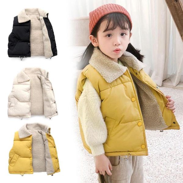 

baby girl winter thickened warm wide turndown collar waistcoat vest down coat, Blue