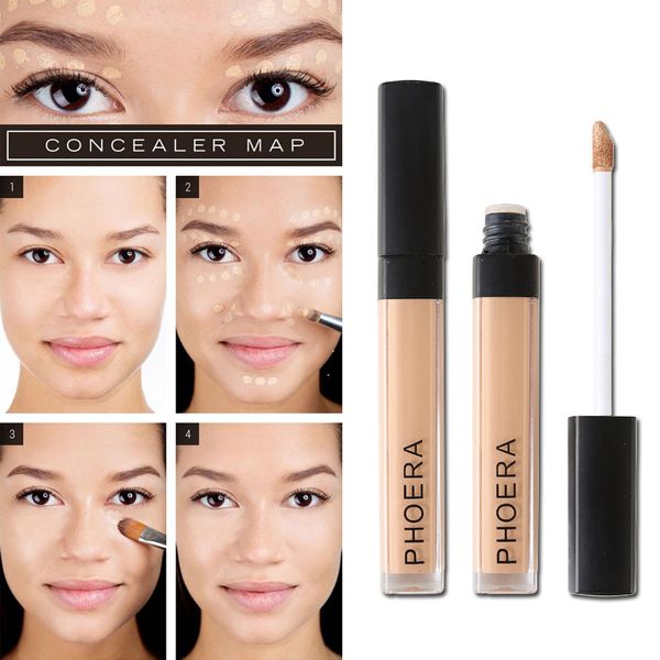 

1lot=12pcs phoera full cover black eye circle smooth concealer cream 10 colors face eyes foundation makeup long lasting cover cosmetic