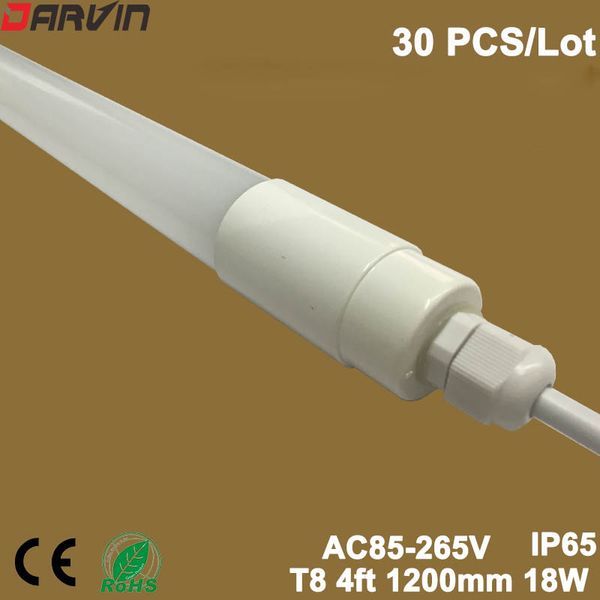 

led light t8 waterproof led tube light 4ft 1200mm 18w ip65 waterproof smd2835 ac85-265v fluorescent light, 30pcs/lot