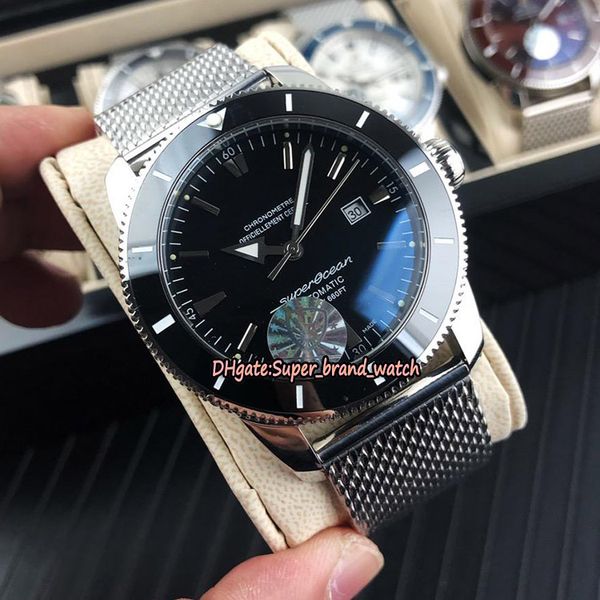 

новый super ocean heritage ii 46 ab2020121b1a1 черный циферблат япония miyota механические мужские часы керамический безель стальной корпус, Slivery;brown