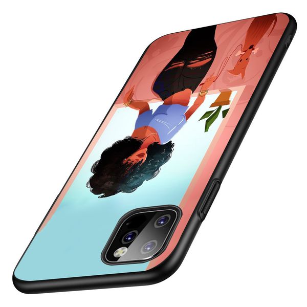 

2bunz melanin poppin mobile case for iphone 11 pro phone case fashion black girl soft tpu phone cover for samsung s10e