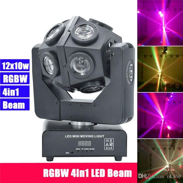 

12x10w rgbw 4in1 led beam lights football light dmx512 football moving head light professional dj /bar /party /show /stage light