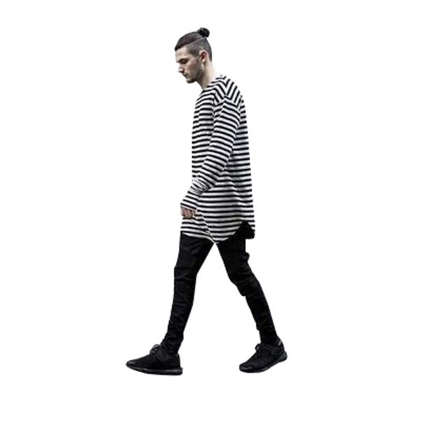 

mens long sleeve stripped t shirts fashion style breathable tee cotton crew neck male casual clothing s-2xl, White;black