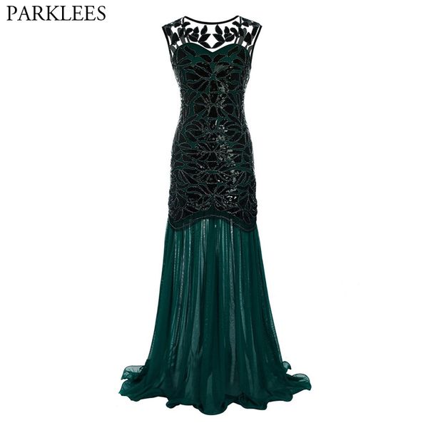 

womens 1920s elegant fishtail sequin glitter long maxi dress vintage lace gatsby party prom stage dresses vestido de festa longo, Black;gray