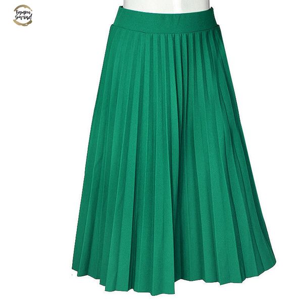 

skirts women spring autumn summer style women's high waist pleated fashion solid girl half length skirt breathble ankle length, Black