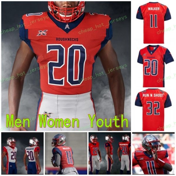 

custom xfl roughnecks jersey p.j. phillip walker james butler cam phillips kahlil lewis nick holley brown gates harris lewis nichols ealy, Black;red