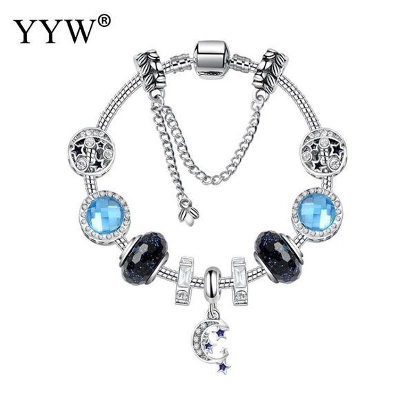 

луна форма кулон шарм серебряный браслет металлические браслеты для женщин синий pulseras accesorios mujer bransoletki повязка, Golden;silver