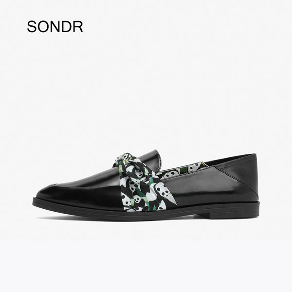 

2020 spring panda shoes women flats fashion elegant ladies footware pointed toe loafers female zapatos de mujer with bow, Black