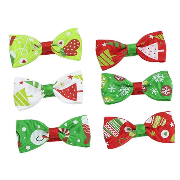 

baby girls christmas barrettes cartoon printed christmas hair clips girls cute bow headwear girl christmas hair pin 07, Slivery;white