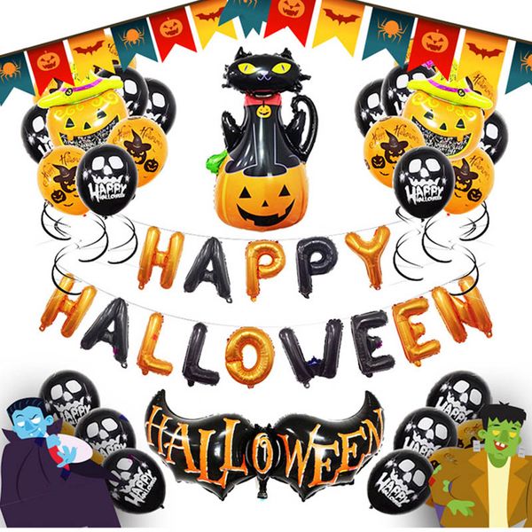 

halloween balloon pumpkin aluminum foil spider cat ghost home decorations cartoon popular festival supplies pumpkin head halloween