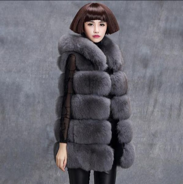 

fluffy 2019 winter women's faux fur coat artificial fur vest fluffy vests femme jackets plus size fake gilet z347, Black