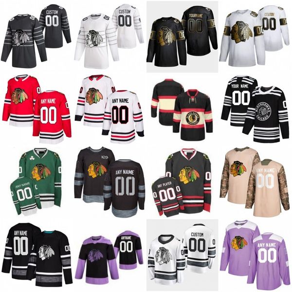 

2020 all star game 88 patrick kane customize chicago blackhawks hockey jerseys 19 jonathan toews 77 kirby dach 17 dylan strome keith, Black;red