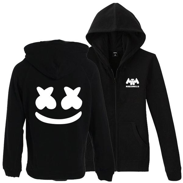 

xs до 3xl плюс размера dj marshmello мужчин толстовки толстовка женщин молнии хип-хоп с капюшоном пальто куртки спортивных костюмов, Black
