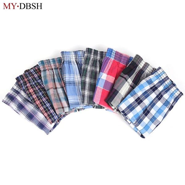 

mens underwear boxers shorts casual cotton sleep underpants mydbsh brands plaid loose comfortable homewear striped beach shorts, Black;white