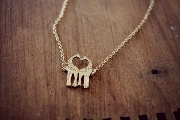 

trendy double giraffe pendant necklace unique lovely deer animal chain jewelry accessory gift for couple, Silver
