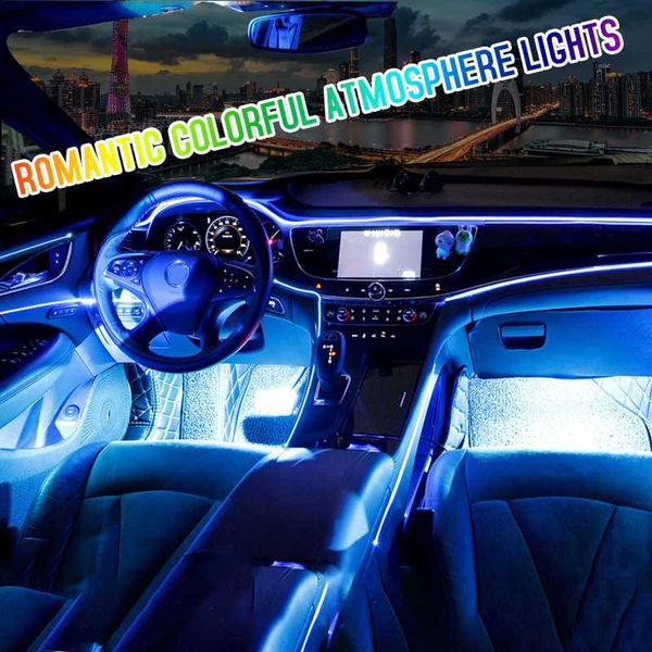

led car interior ambient mood light rgb backlight app remote 3mm optical fiber auto decorative door dashboard atmosphere lights
