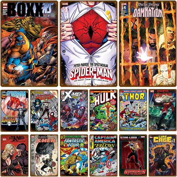 

2020 super hero декор стены металл знак wall art chic современная живопись потертый chic налет металл декор урожай плакат стены искусства ch