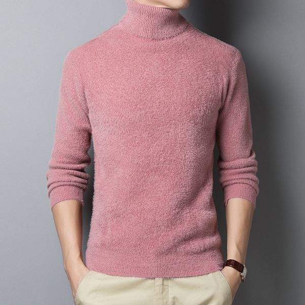 

male high-necked long sleeve sweater men 2020 new autumn winter thickening warm trend fashion slim knitwear sweaters 026, White;black