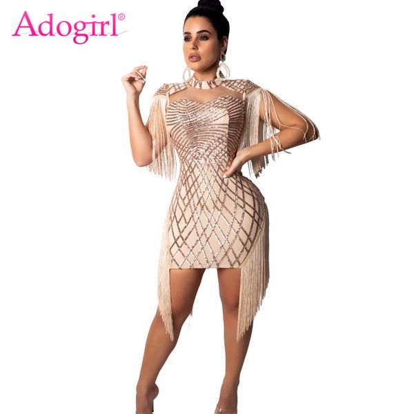 

adogirl tassel sequins night club evening party dresses cape spaghetti straps bodycon mini dress female outfits, Black;gray