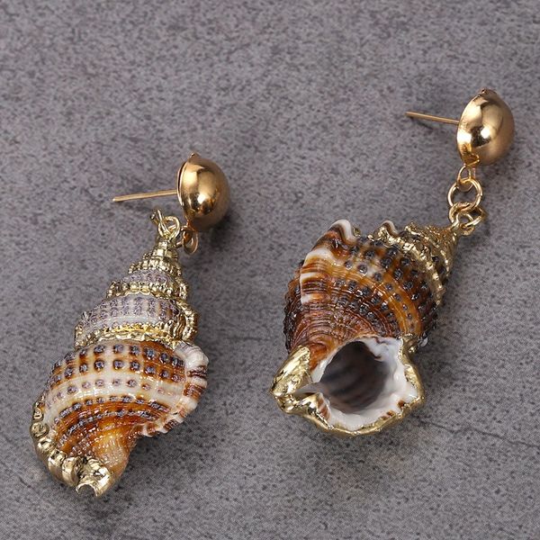 

bohemia gold geometric sea earrings women natural conch earring jewelry 2019 ocean beach earrings, Silver