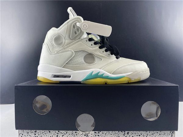 

athletic designer 5 basketball shoes 5s 30th anniversary grey white purple green collaboration sports trainers sneakers
