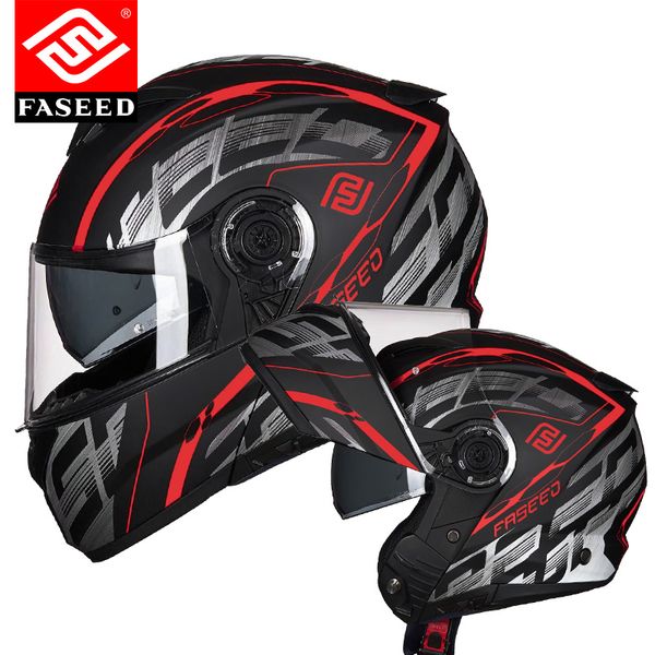 

faseed filp up modular motorcycle helmet racing casco moto capacetes de motociclista dual visors motor helmet