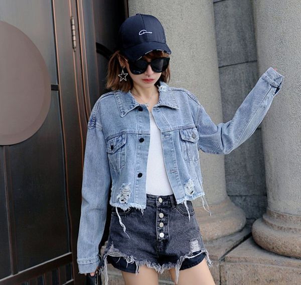 

hcbless new women's king broken cowboy jacket women's short jacket, Black;brown