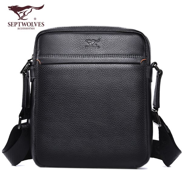 

septwolves men bag genuine leather business men shoulder bags crossbody messenger bags