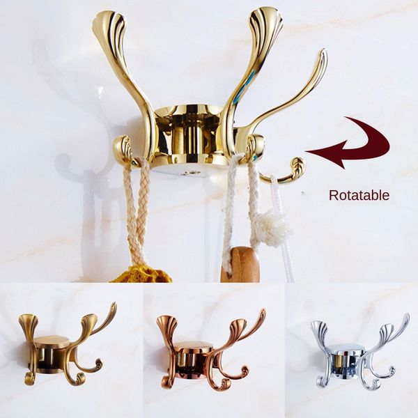 

robe hooks europe rotation three hooks gold wall clothes rack cloth hook wall hook for bathroom accessory key hanger wy52626