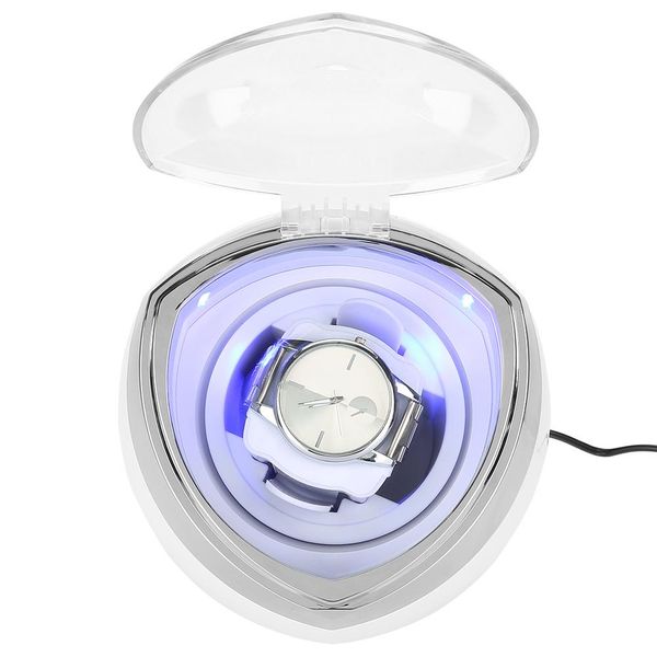 

portable watch winder box display cases for automatic rotating watches automatic winder blue led lighting for watchmaker, Black;blue