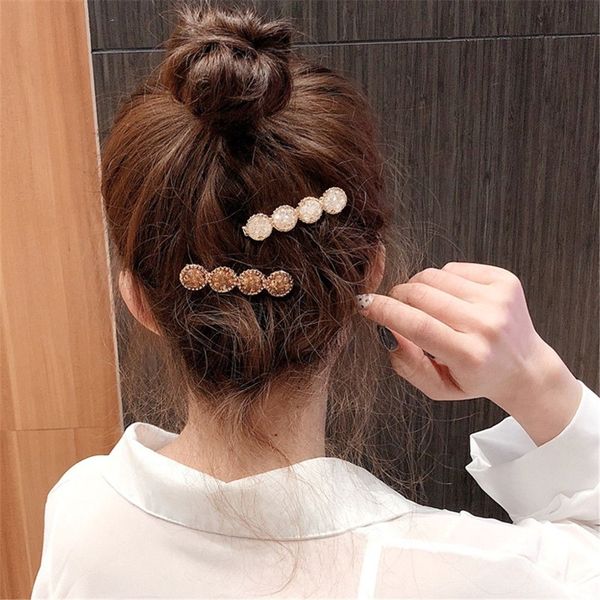 

2020 fashion korea crystal rhinestones hair clips girls hairpins geometric round hairgrip women barrette hair accessories pendientes, Golden;silver