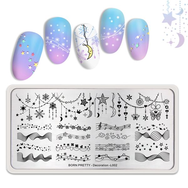 

born pretty nail stamping plates elemental ornament nail art image stamp template print stencil festival theme, White