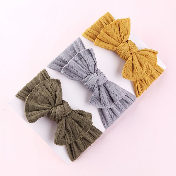 

baby headbands bow hair band children boy girl turban head wrap hair accessories fashion 27 colors big bowknot headband, Slivery;white