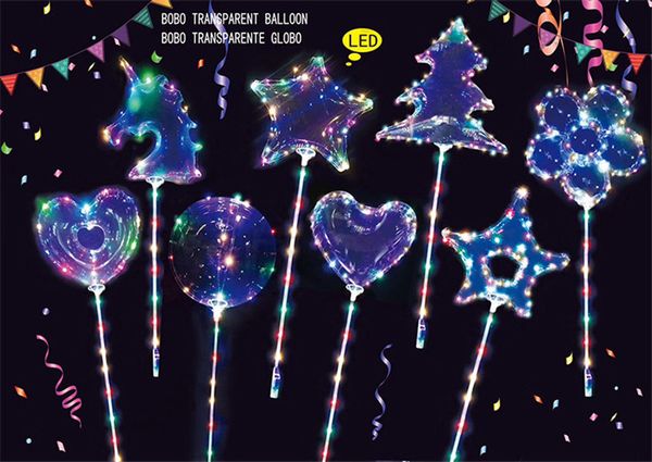 

led light bobo luminous balloon transparent 3m string lights sparkling balls wedding party supply tree heart unicorn shape balloons c121902