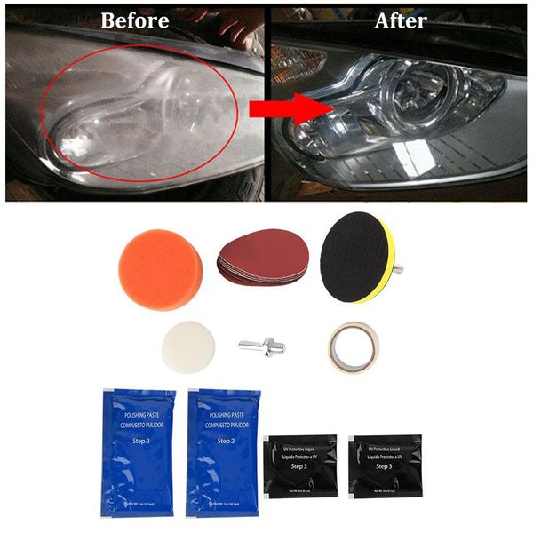 

15pcs car diy headlight lens restoration system repair kit light polishing tool car wash head lamp brightener repair paint care