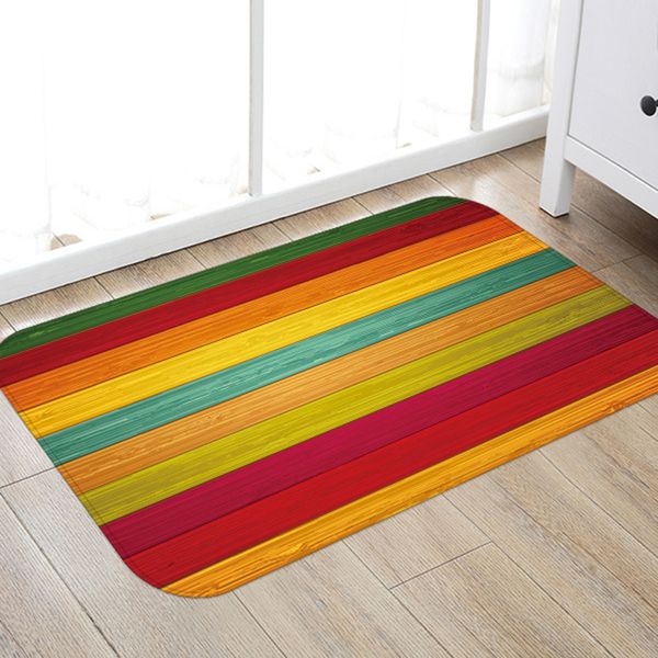 Wood Pattern Anti Slip Area Rug Colorful Living Room Floor Mat Bedroom Carpet Kitchen Bath Rugs Doormat Hallway Floor Mats Home Decor Carpet Tile