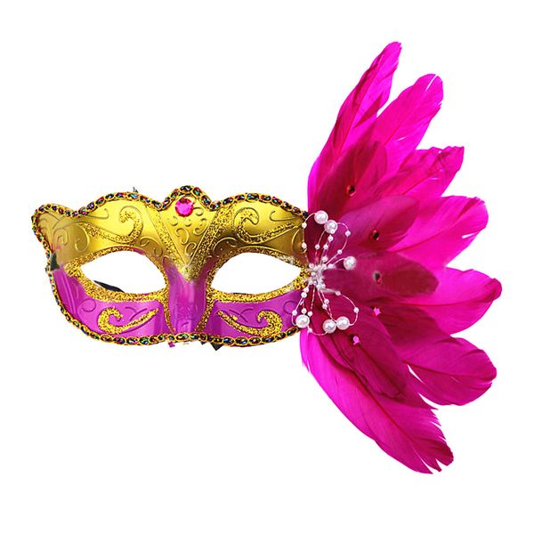 

halloween mask feather costume party half face masquerade ornament 8 colors dance prop colored drawing