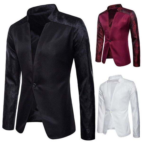 

new mens blazer casual slim fit one button tuxedo formal suit coat jacket formal blazer business party single button, White;black